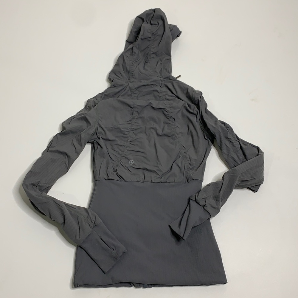 Lululemon Reversible Dance Studio Jacket Blurred Grey Zip Up Hooded Thumbholes 4 - Picture 10 of 16